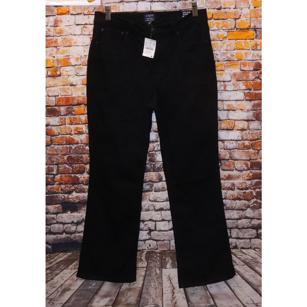 Women's J.Crew Black Mid-Rise Flare Cropped Jeans Size 28